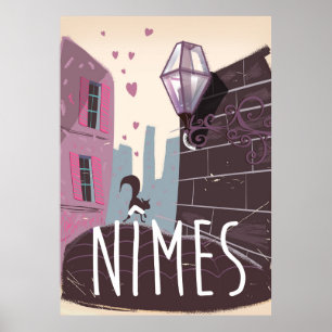 Nîmes France Cartoon Poster