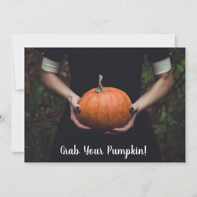 Nimm deinen Pumpkin - Pumpkin Carving Party Einlad Einladung (Vorderseite)
