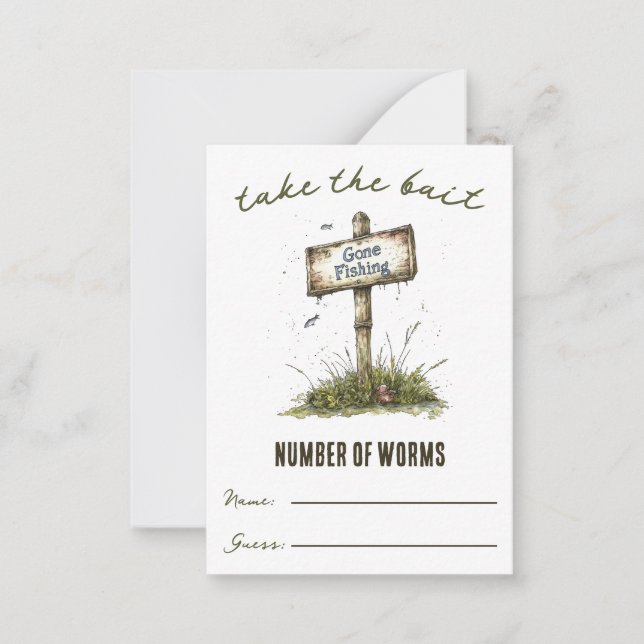 Nimm den Köder! Worm Guessing Game Mitteilungskarte (Vorderseite)