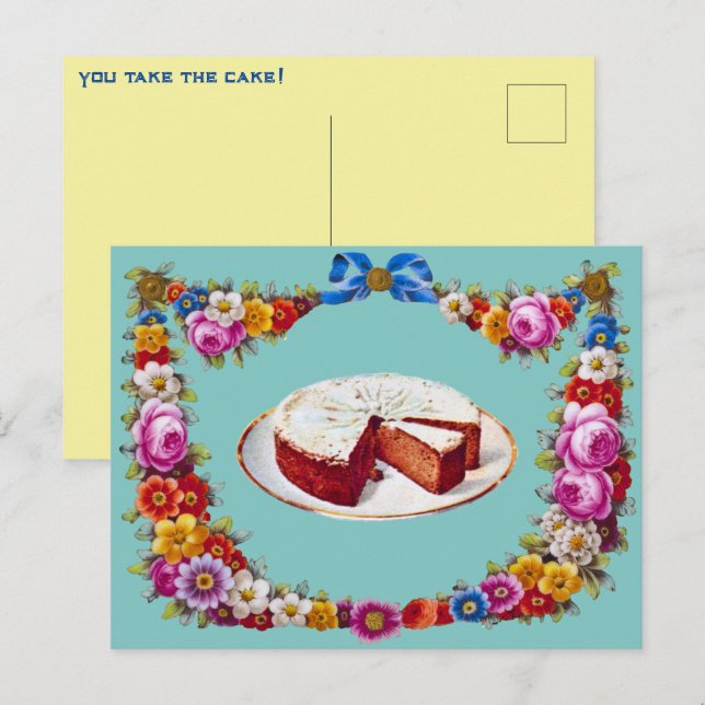 Nimm den Kuchen! Vintager Dank Feiertagspostkarte (Vorne/Hinten)