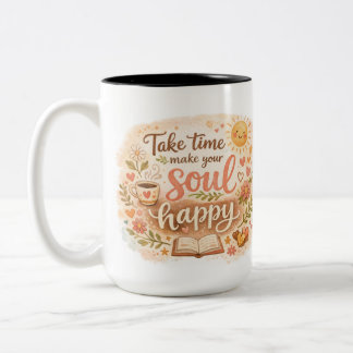 Nimm dir Zeit Mach deine Seele glücklich Selbstfür Zweifarbige Tasse