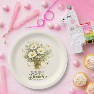 Nimm dir Zeit zum Blühen Bouquet-Design Pappteller