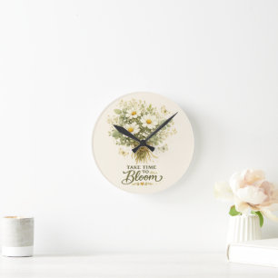 Nimm dir Zeit zum Blühen   Bouquet-Design Runde Wanduhr