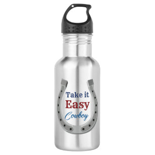 Nimm es einfach Cowboy Edelstahlflasche