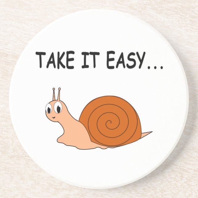 Nimm es leicht Niedlichen Cartoon Snail Sandstein Untersetzer (Vorne)