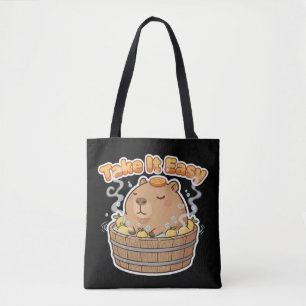 Nimm es leicht Süßes Capybara Lustiges Kawaii Ti Tasche
