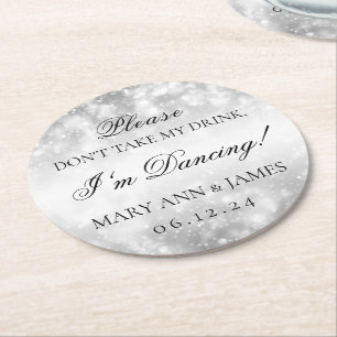 Nimm meinen Drink nicht! Silber-Shimmer-Leuchten Runder Pappuntersetzer
