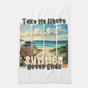 Nimm mich, wo der Sommer nie endet - Retro Beach V Geschirrtuch