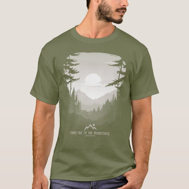 Nimm mich zum Grafischen Waldnebel der Berge T-Shirt (Vorderseite)
