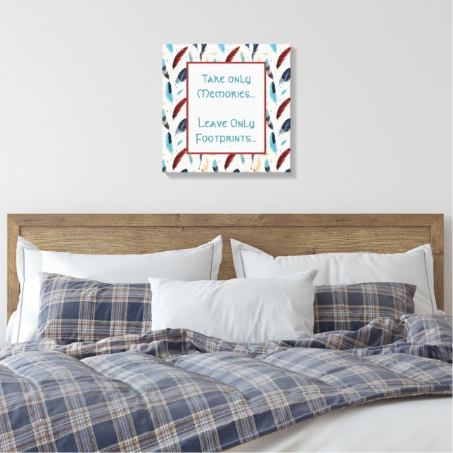 Nimm nur Erinnerungen. Nur Footprints Feather verl Leinwanddruck (Insitu (Schlafzimmer))
