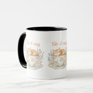Nimm's Leicht Süße Katze in Floraler Teetasse Wass