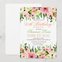 N'IMPORTE QUEL ÂGE - Invitation Florale Anniversai