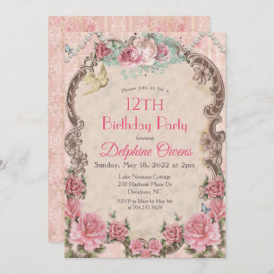 N'IMPORTE QUEL ÂGE - Vintage Florale Invitation d'