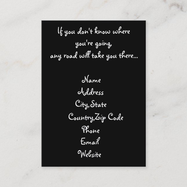 N'importe quel carte de visite routier (Devant)