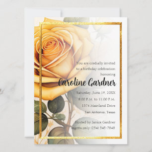 N'Importe Quel Numéro Anniversaire Invitation Rose