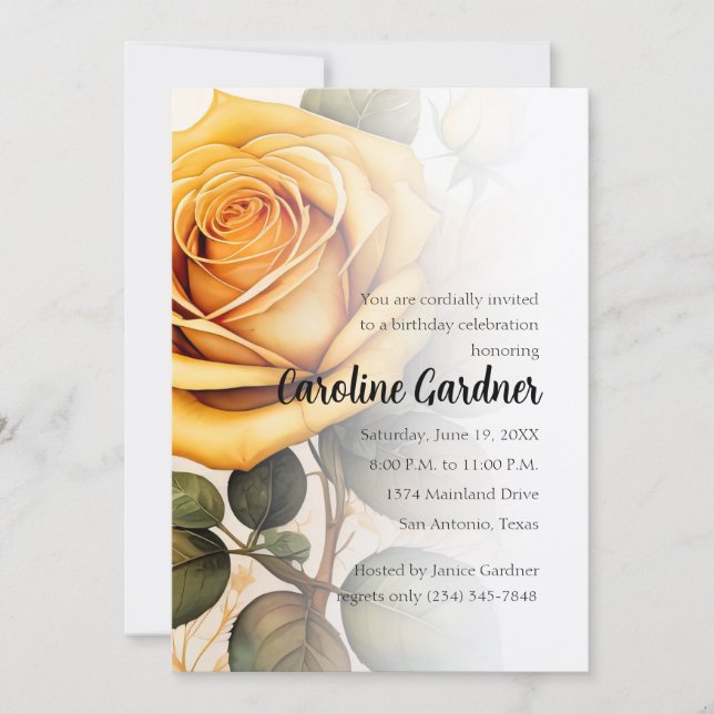 N'Importe Quel Numéro Anniversaire Invitation Rose (Devant)