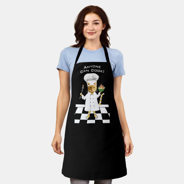 N'Importe Qui Peut Cuisiner ! Tablier noir Kitty ( (Porté)