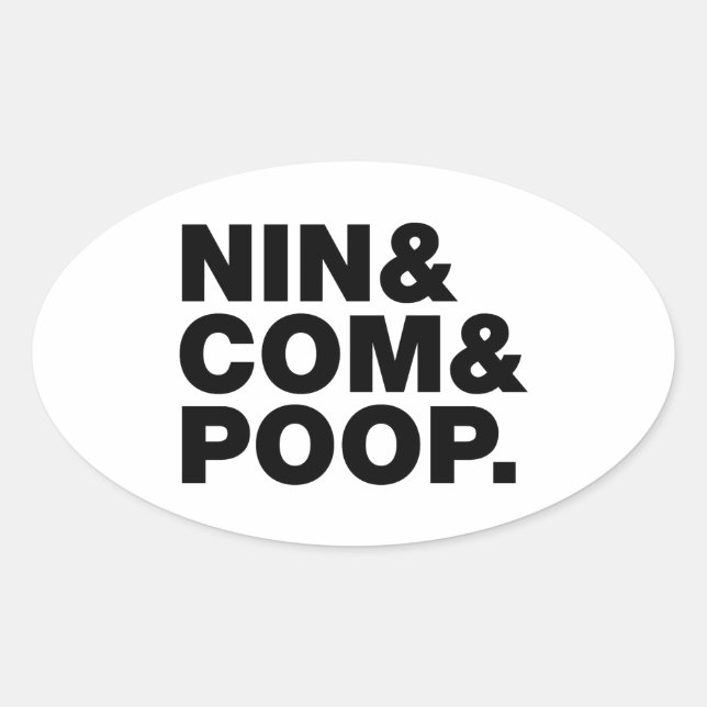 NIN & COM & KACK. OVALER AUFKLEBER (Vorderseite)