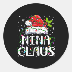 Nina Claus Weihnachts-Weihnachtsmannmütze Matching Runder Aufkleber