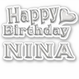 Nina Happy Birthday silver Aufkleber Sticker