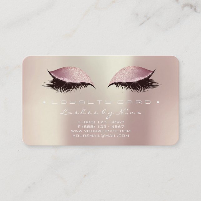 Nina Loyalty Card 6 Beauty Lashes Rose Pink Gold Treuekarte (Vorderseite)