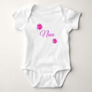 Nina, Name mit rosa Rosen, Baby Bodysuit Strampler