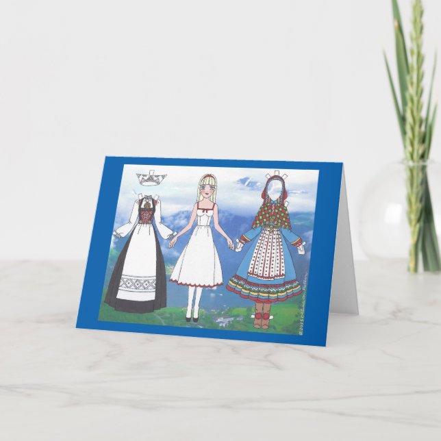 Nina of Norway Paper Doll Blank Greeting Card Karte (Vorderseite)