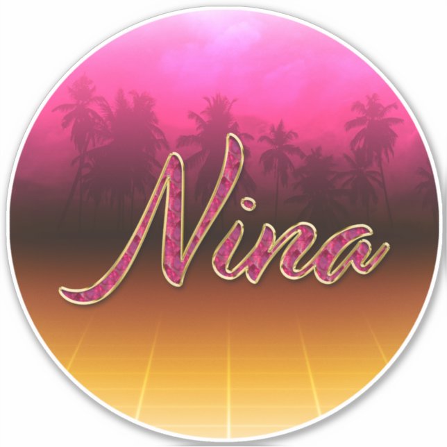 Nina Prénom Golden Pink Autocollants (Devant)
