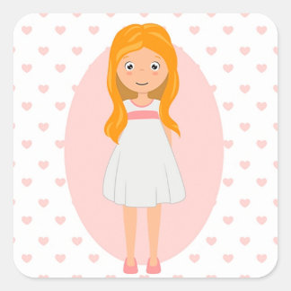 Niña Primera Comunión Corazones Quadratischer Aufkleber