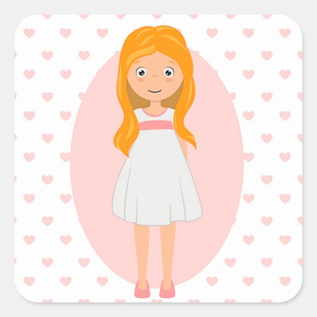 Niña Primera Comunión Corazones Quadratischer Aufkleber (Vorderseite)