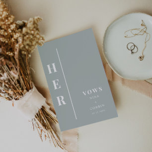 NINA Sage Green Boho Sa carte de livre Vow Mariage