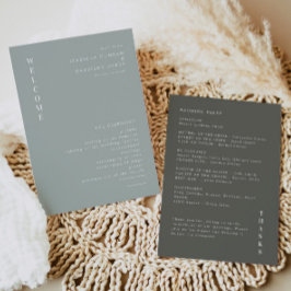 NINA Sage Green Minimal Bohemian Wedding Programme