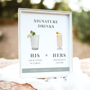 NINA Sage Green Signature Drink His and Hers Schil Poster