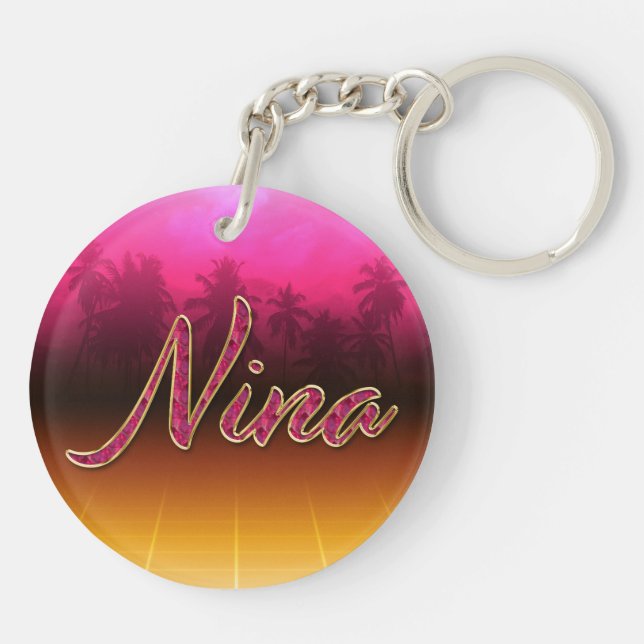 Nina Vorname Name golden pink Schlüsselanhänger (Rückseite)