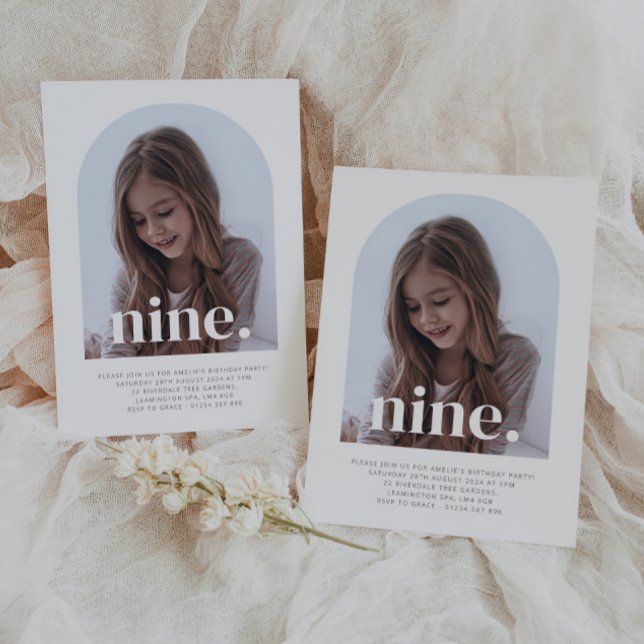 Nine Arched Foto Geburtstag Einladung (Nine Arched Photo First Birthday Invitation)