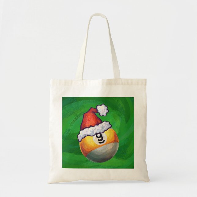 Nine Ball in Santa Hat on Green Tragetasche (Vorne)