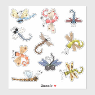 Nine Colorful Dragonflies Vinyl Aufkleber