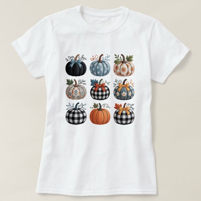 Nine Decorative Pumpkins Stickerei T - Shirt (Design vorne)