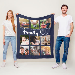 Nine Fotomaterial Collage, Navy Blue Family Erinne Fleecedecke