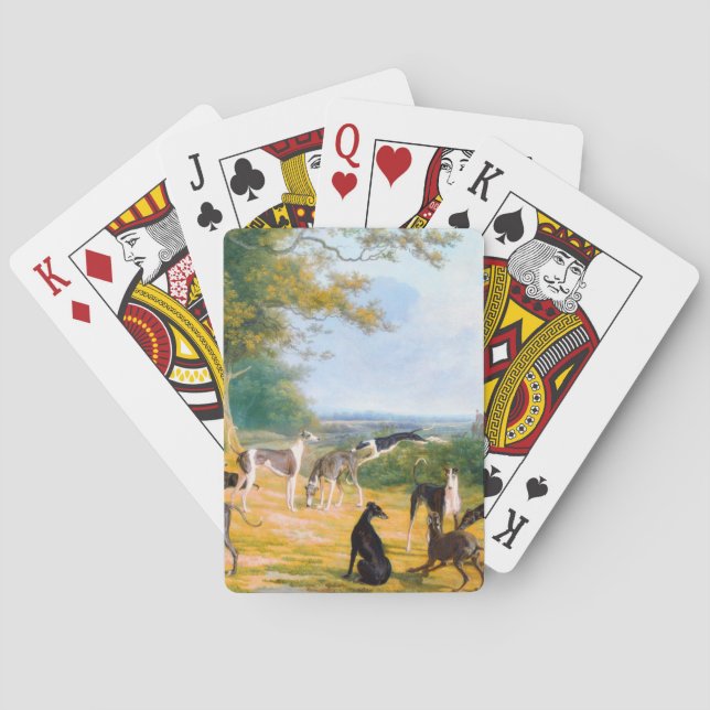 Nine Greyhounds in einer Landschaft von Jacques La Spielkarten (Rückseite)