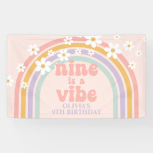 Nine is a Vibe Pastell-Regenbogen 9. Geburtstag Banner
