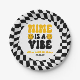 Nine Is A Vibe Retro Ninth 9th Birthday Party Pappteller
