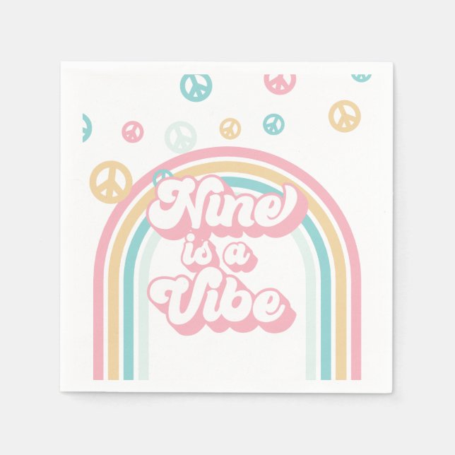 Nine ist ein Vibe Retro Summer Rainbow Serviette (Vorderseite)