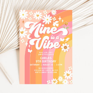 NINE ist eine Stimmung Rosa Pfirsich 9. Groovy Geb Einladung