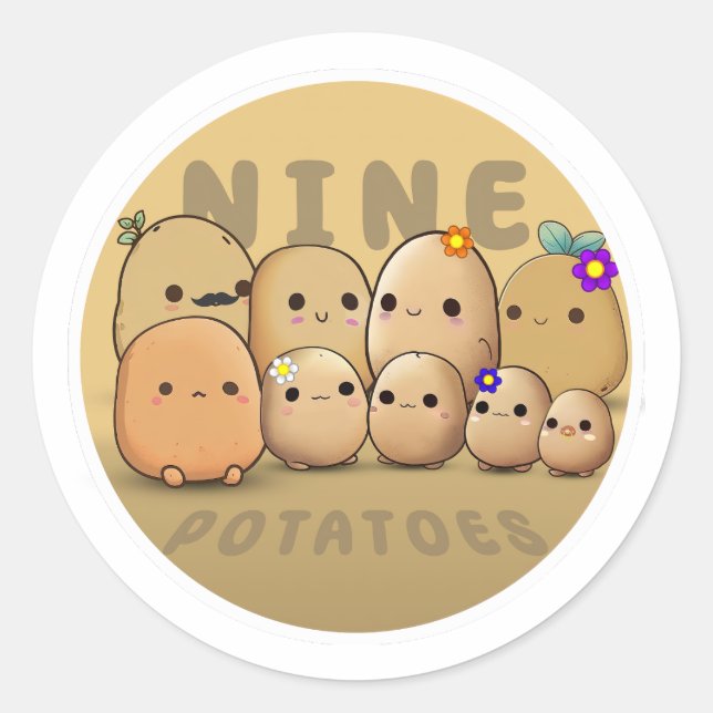 Nine Kartoffeln Runder Aufkleber (Vorderseite)
