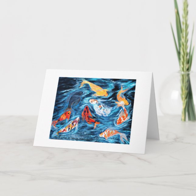 Nine Koi Fish. Greeting Card Karte (Vorderseite)