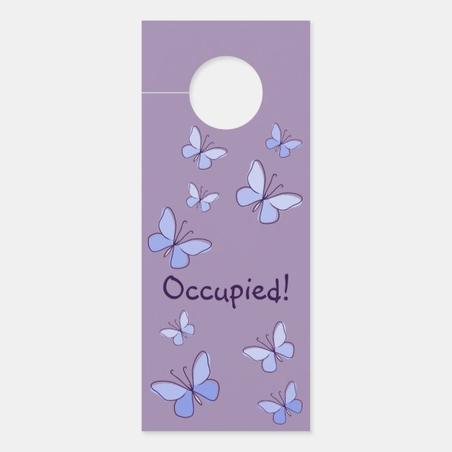 Nine Purple Blue Butterflies Lavender Gray Türanhänger (Vorderseite)