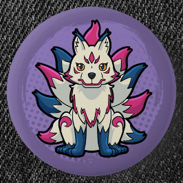 Nine-Tailed Fox- Yokai Kitsune Button
