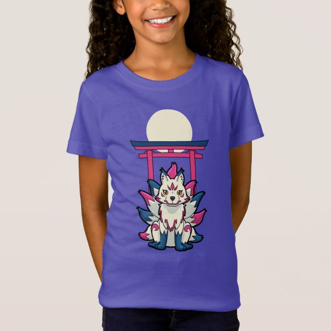 Nine-Tailed Kitsune Fox- Fun Yokai T-Shirt (Vorderseite)
