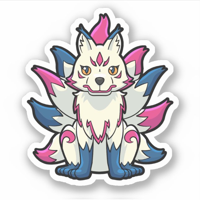 Nine-Tails Fox- Kyuubi Kitsune Aufkleber (Vorderseite)